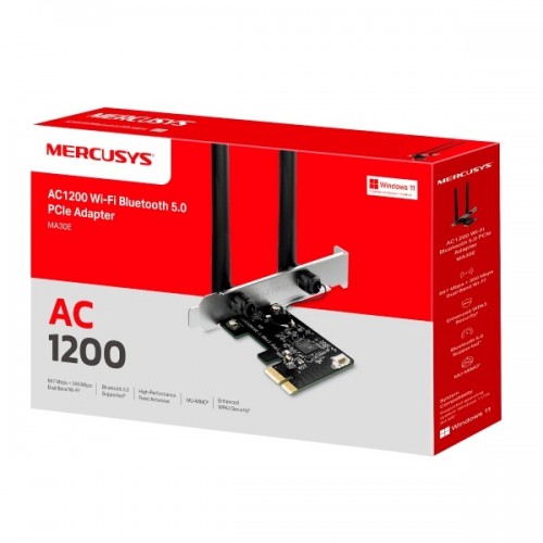 Card mạng PCIe WiFi Mercusys MA30E WiFi AC1200, Bluetooth 5